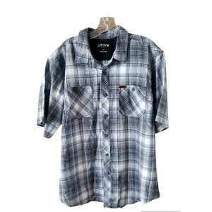 Orvis Classic Collection Black Plaid Button-Up Short Sleeve Shirt XL